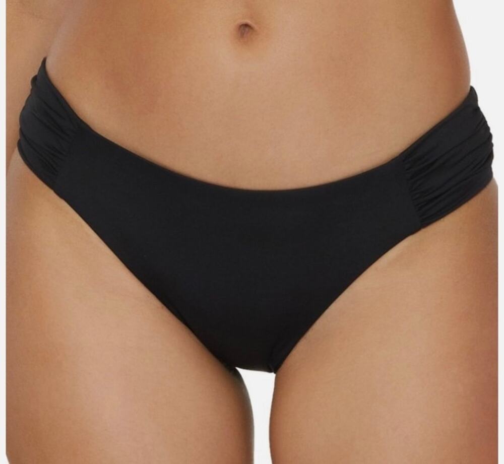 Becca Black American Fit Muse Side Ruched Bikini Bottom L NWT
